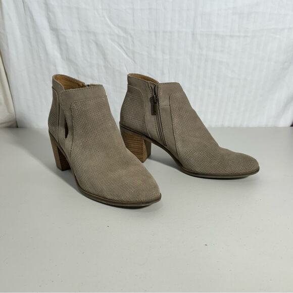 Lucky Brand Leather Suede Heeled Ankle Booties Women’s Size 10 Side Zip Fall - Picture 1 of 10